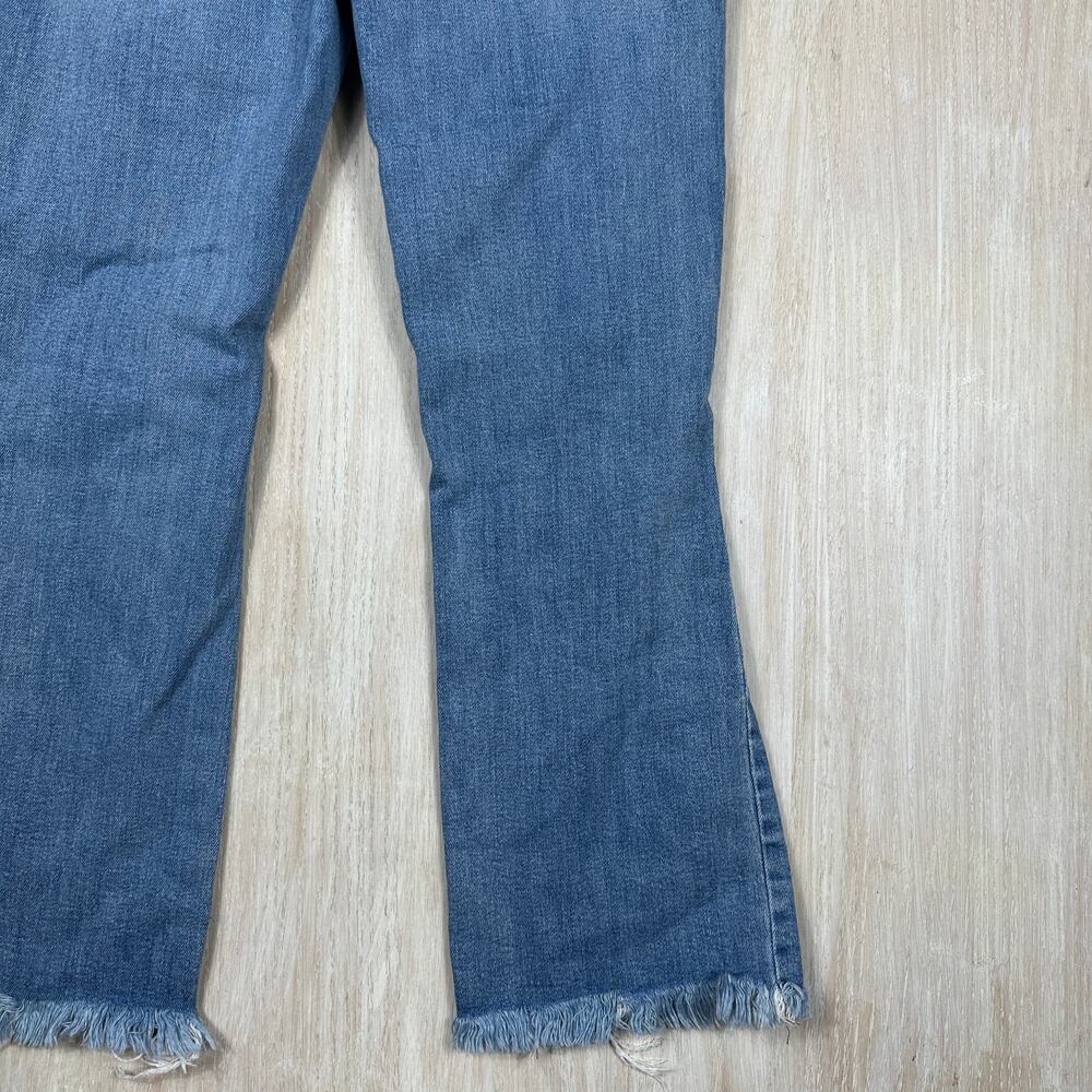 Risen Distressed High Rise Shredded Knee Grunge Edgy Cropped Boot Denim Jeans 30 - Picture 13 of 16